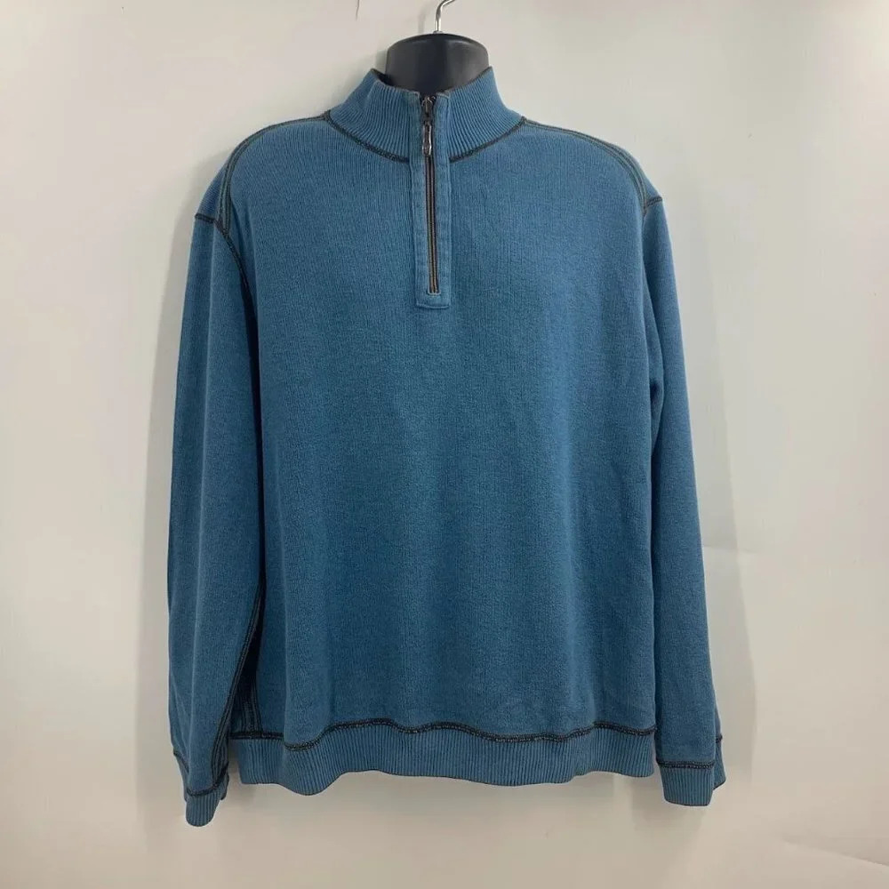 Tommy Bahama‎ Men's Relax Mock Neck 1/4 Zip Cotton Long Sleeve Pullover Size XXL